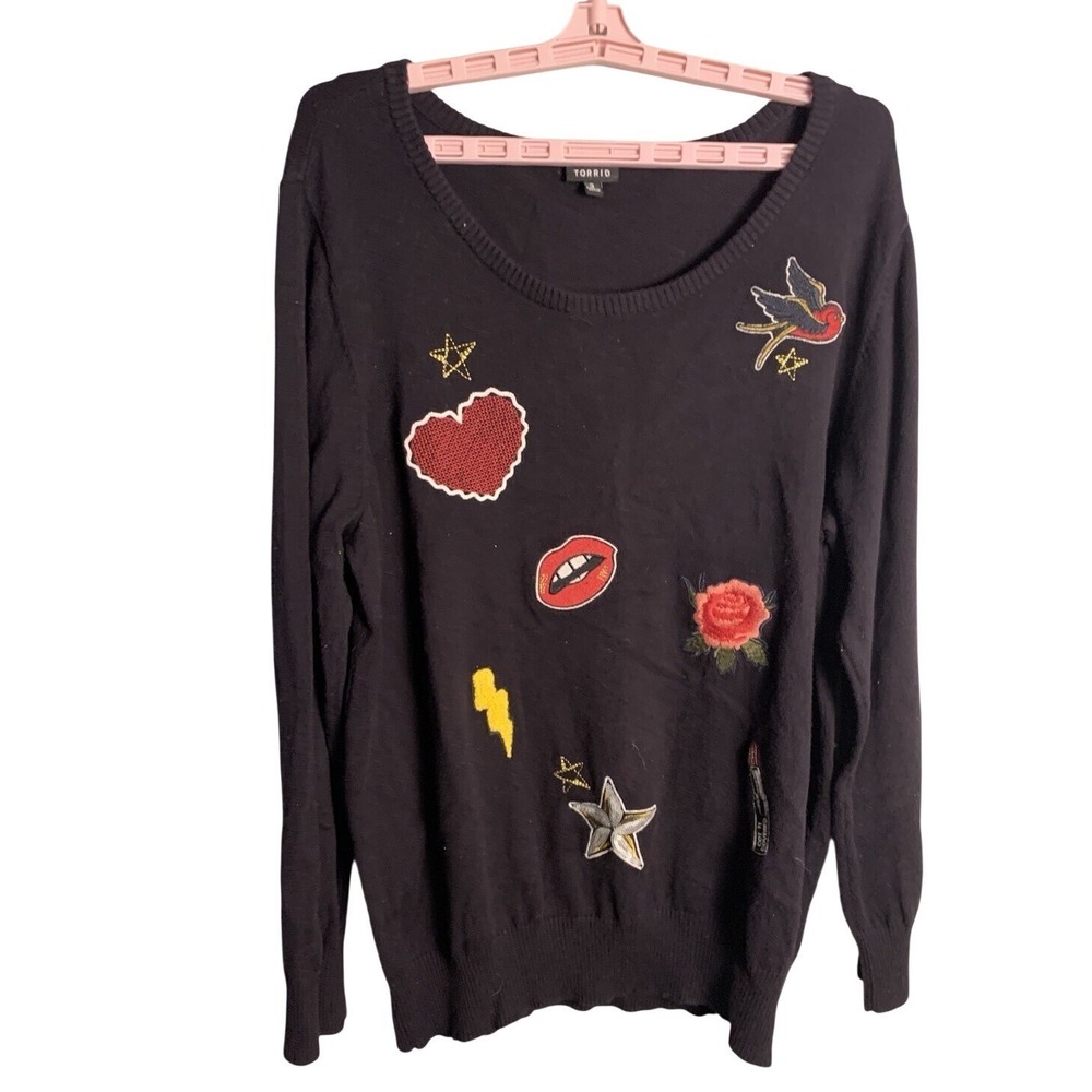 Torrid Embellished Patches Pullover Sweater 3X - Picture 6 of 7